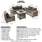 Marlton 7pc Wicker Outdoor Patio Furniture Set Conversation Sofa Set with a Fire Pit and Cushions