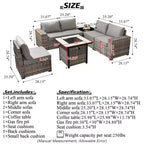 Marlton 7pc Wicker Outdoor Patio Furniture Set Conversation Sofa Set with a Fire Pit and Cushions
