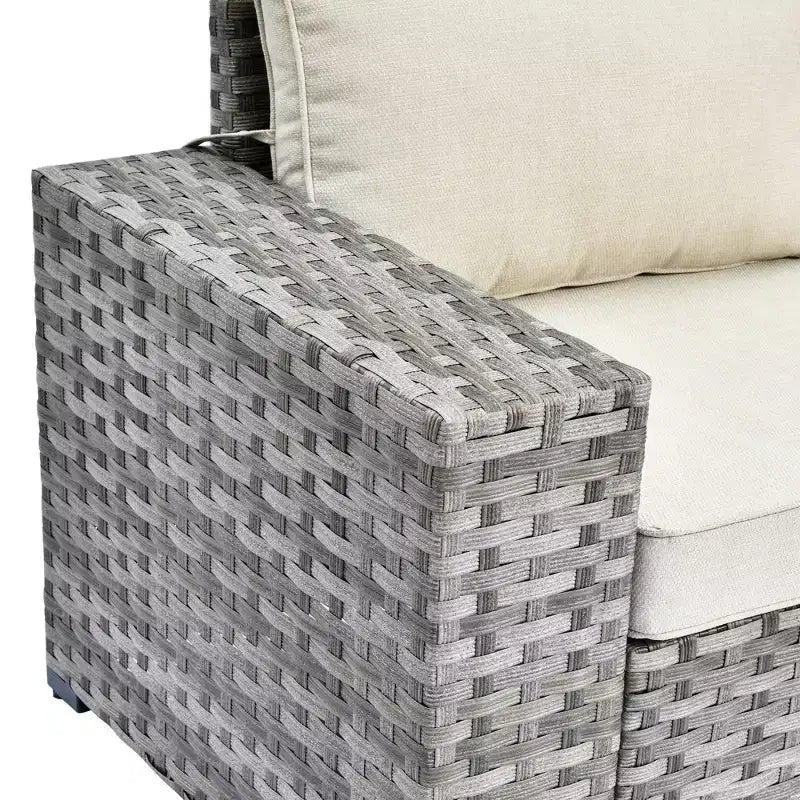 Marlton 9pc Wicker Outdoor Patio Furniture Set Conversation Sofa Sectional with Swivel Chairs and Cushions