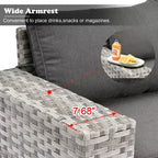 Marlton 9pc Wicker Outdoor Patio Furniture Set Conversation Sofa Sectional with Swivel Chairs and Cushions