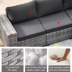 Marlton 9pc Wicker Outdoor Patio Furniture Set Conversation Sofa Sectional with Swivel Chairs and Cushions