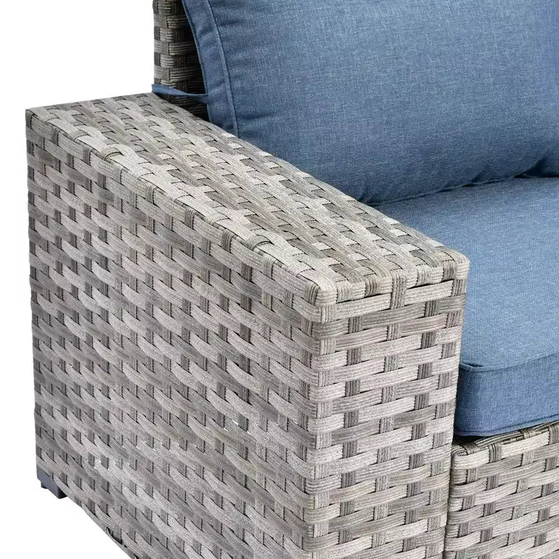 Marlton 9pc Wicker Outdoor Patio Furniture Set Conversation Sofa Sectional with Swivel Chairs and Cushions