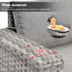 Marlton 9pc Wicker Outdoor Patio Furniture Set Conversation Sofa Sectional with Swivel Chairs and Cushions