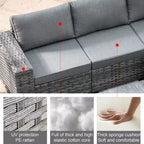 Marlton 9pc Wicker Outdoor Patio Furniture Set Conversation Sofa Sectional with Swivel Chairs and Cushions