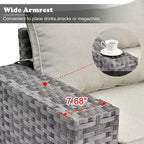 Marlton 9pc Wicker Outdoor Patio Furniture Set Conversation Sofa Sectional with Swivel Chairs and Cushions
