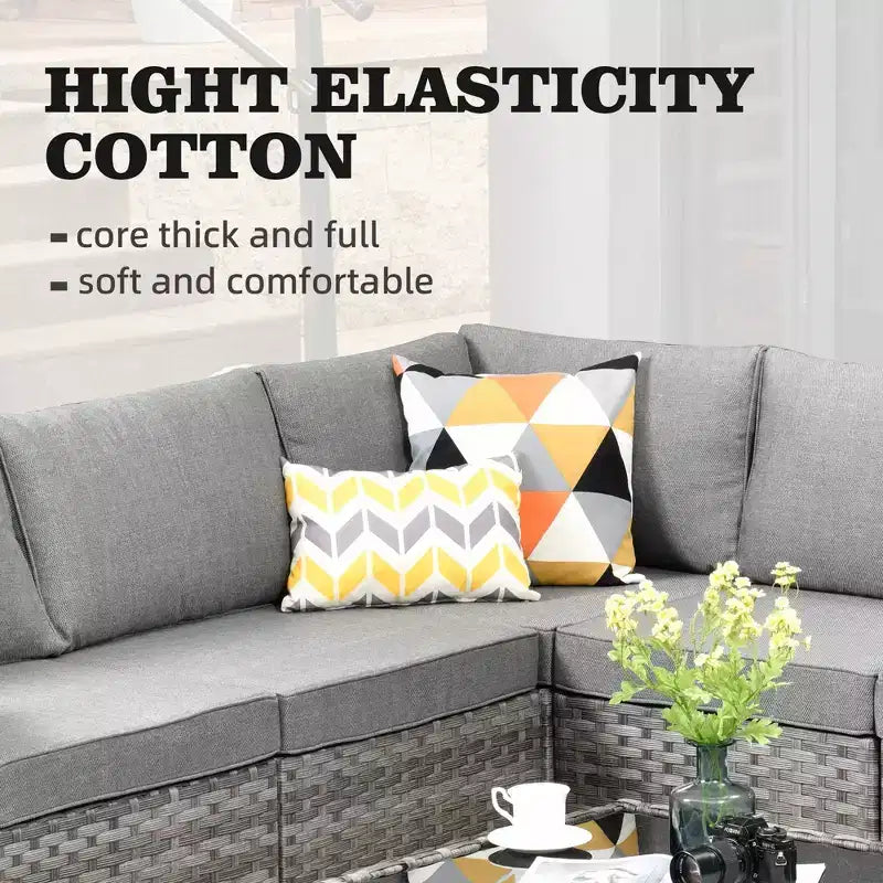 Marlton 9pc Wicker Outdoor Patio Furniture Set Conversation Sofa Sectional with Swivel Chairs and Cushions