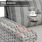 Marlton 9pc Wicker Outdoor Patio Furniture Set Conversation Sofa Sectional with Swivel Chairs and Cushions