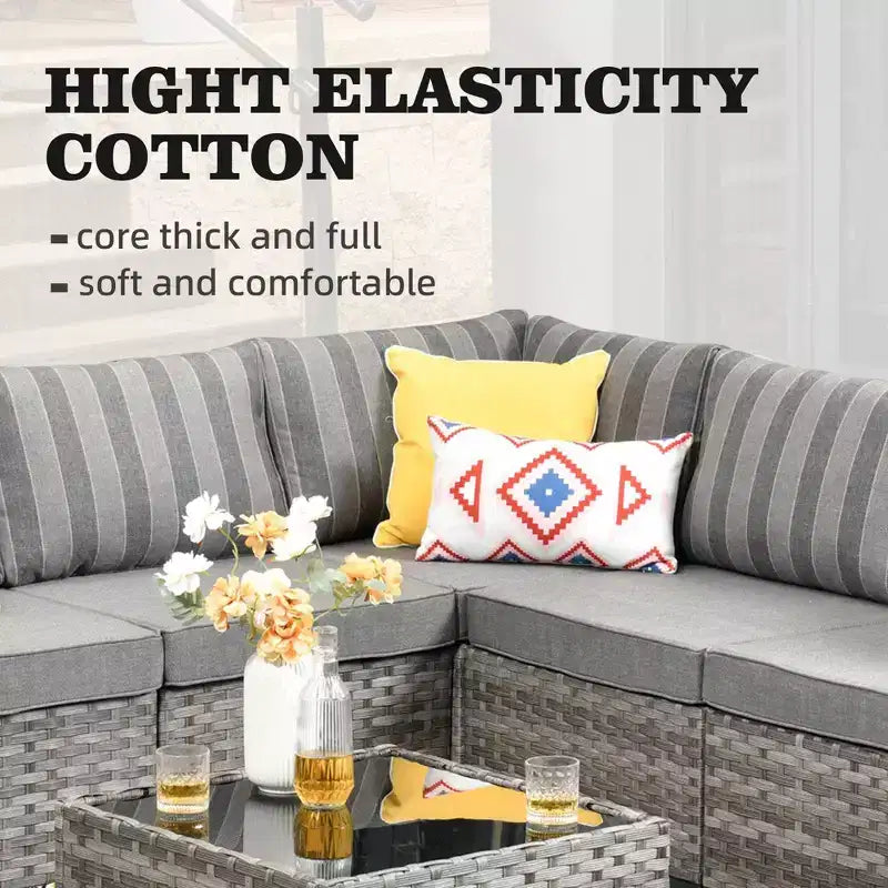 Marlton 9pc Wicker Outdoor Patio Furniture Set Conversation Sofa Sectional with Swivel Chairs and Cushions