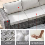 Marlton 9pc Wicker Outdoor Patio Furniture Set Conversation Sofa Sectional with Swivel Chairs and Cushions