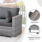 Ovios Venice 11pc Wicker Outdoor Patio Furniture Set Conversation Sofa with a Metal Fire Pit, Swivel Chairs and Cushions