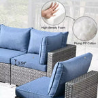 Ovios Venice 11pc Wicker Outdoor Patio Furniture Set Conversation Sofa with a Metal Fire Pit, Swivel Chairs and Cushions