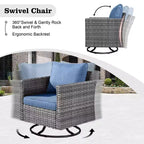 Ovios Venice 11pc Wicker Outdoor Patio Furniture Set Conversation Sofa with a Metal Fire Pit, Swivel Chairs and Cushions