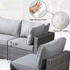 Ovios Venice 9pc Wicker Outdoor Patio Furniture Set Conversation Sofa Sectional with a Swivel Chair and Cushions