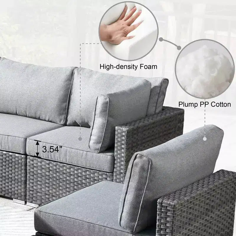 Ovios Venice 9pc Wicker Outdoor Patio Furniture Set Conversation Sofa Sectional with a Swivel Chair and Cushions