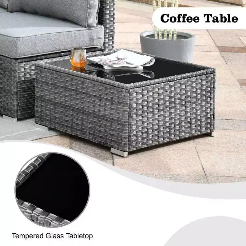 Ovios Venice 9pc Wicker Outdoor Patio Furniture Set Conversation Sofa Sectional with a Swivel Chair and Cushions