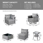 Ovios Venice 9pc Wicker Outdoor Patio Furniture Set Conversation Sofa Sectional with a Swivel Chair and Cushions