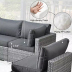 Ovios Venice 9pc Wicker Outdoor Patio Furniture Set Conversation Sofa Sectional with a Swivel Chair and Cushions
