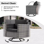 Ovios Venice 9pc Wicker Outdoor Patio Furniture Set Conversation Sofa Sectional with a Swivel Chair and Cushions