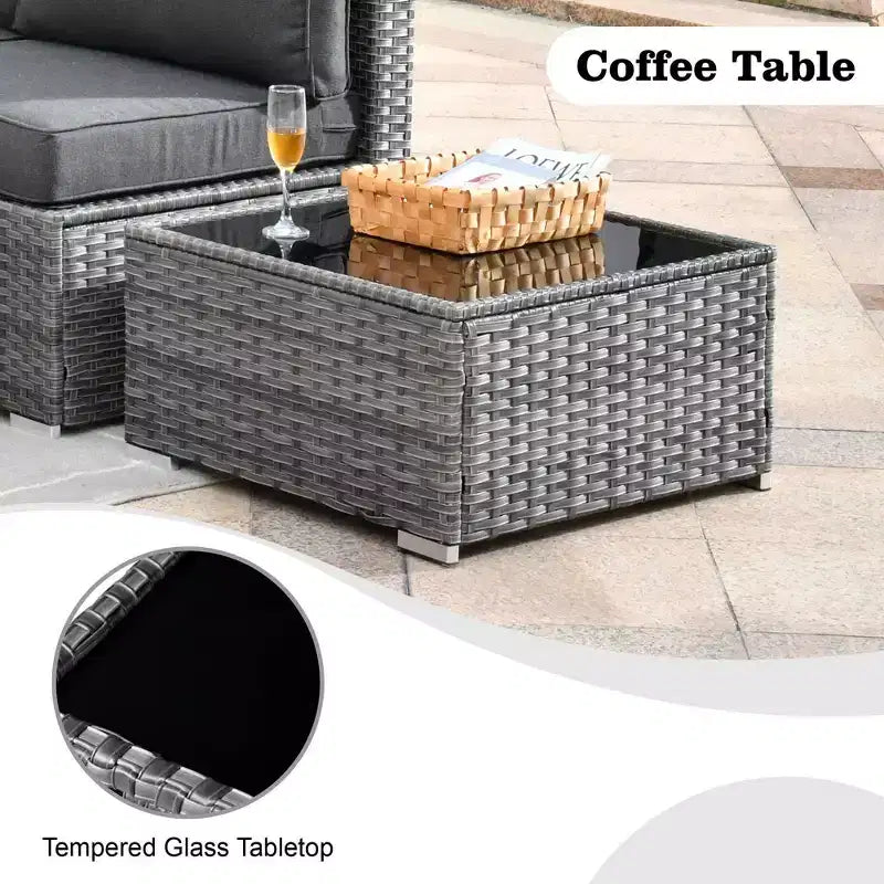Ovios Venice 9pc Wicker Outdoor Patio Furniture Set Conversation Sofa Sectional with a Swivel Chair and Cushions