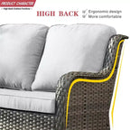 Ensemble de conversation 7 pièces Ovios Orlando en rotin gris pour patio extérieur avec coussins