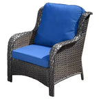 Ensemble de conversation 7 pièces Ovios Orlando en rotin gris pour patio extérieur avec coussins
