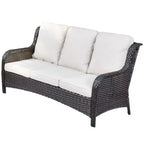 Ensemble de conversation 7 pièces Ovios Orlando en rotin gris pour patio extérieur avec coussins