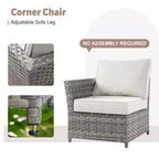 Ovios Tenaya 10pc Wicker Outdoor Patio Furniture Set Conversation Sofa with a Storage Fire Pit, Swivel Chairs and Cushions