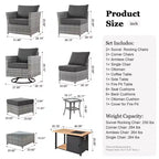 Ovios Tenaya 10pc Wicker Outdoor Patio Furniture Set Conversation Sofa with a Storage Fire Pit, Swivel Chairs and Cushions