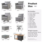 Ovios Tenaya 10pc Wicker Outdoor Patio Furniture Set Conversation Sofa with a Storage Fire Pit, Swivel Chairs and Cushions