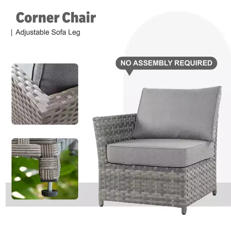 Ovios Tenaya 10pc Wicker Outdoor Patio Furniture Set Conversation Sofa with a Storage Fire Pit, Swivel Chairs and Cushions