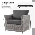 Tenaya 10pc Wicker Outdoor Patio Furniture Set Conversation Sofa with a Metal Fire Pit, Swivel Chairs and Cushions