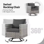 Tenaya 10pc Wicker Outdoor Patio Furniture Set Conversation Sofa with a Metal Fire Pit, Swivel Chairs and Cushions