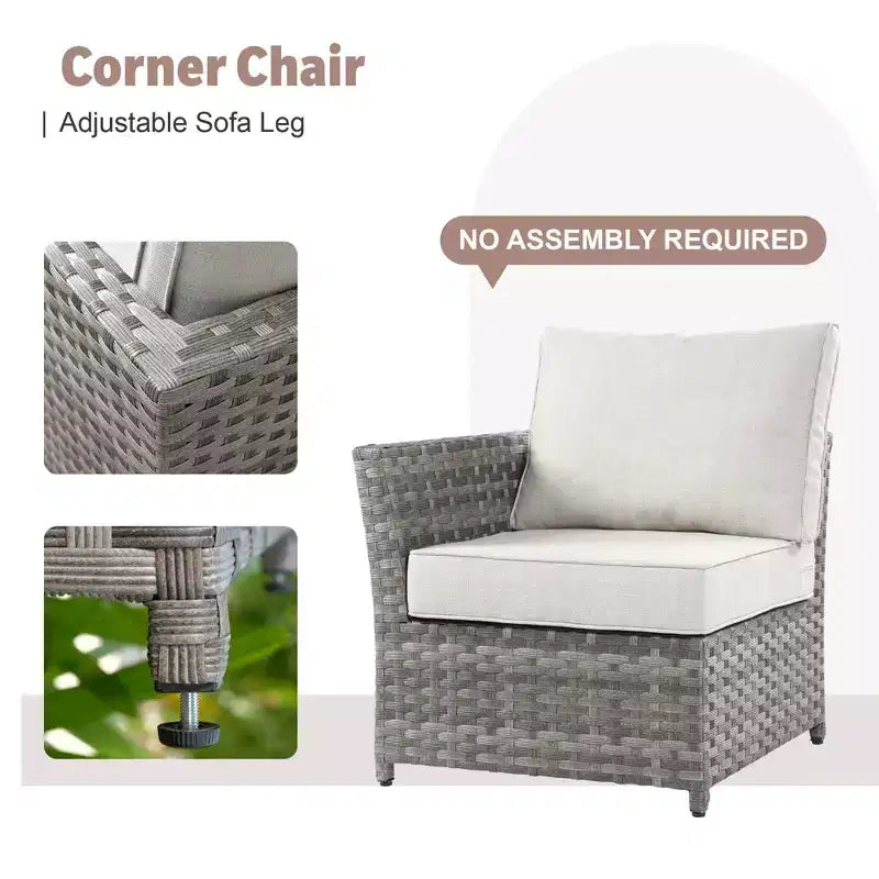 Tenaya 10pc Wicker Outdoor Patio Furniture Set Conversation Sofa with a Metal Fire Pit, Swivel Chairs and Cushions