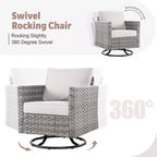 Tenaya 10pc Wicker Outdoor Patio Furniture Set Conversation Sofa with a Metal Fire Pit, Swivel Chairs and Cushions
