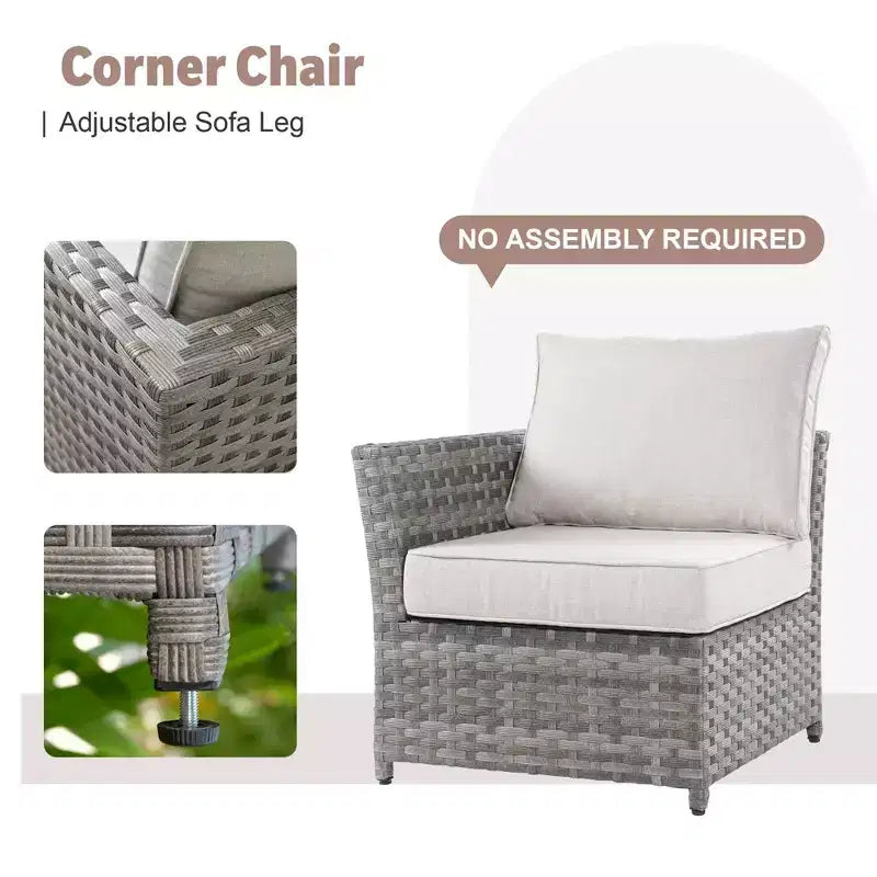 Tenaya 10pc Wicker Outdoor Patio Furniture Set Conversation Sofa with a Metal Fire Pit, Swivel Chairs and Cushions