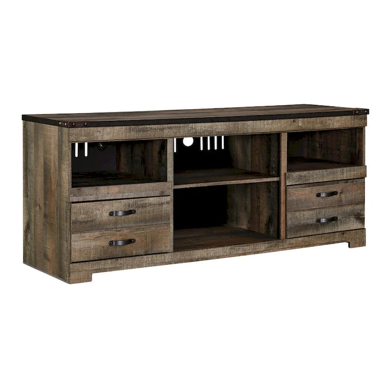 Trinell Casual Large TV Stand w/Fireplace Option Brown