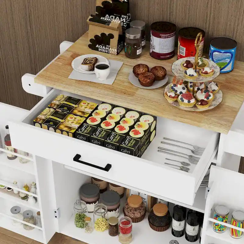 Rolling Kitchen Island Cart with 1 Drawer and 2 Doors