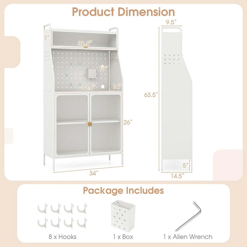 63.5 H Kitchen Buffet Cabinet Pantry Organizers Standing Bakers Rack