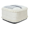 HomeRoots 18 White 100% Cotton Ottoman