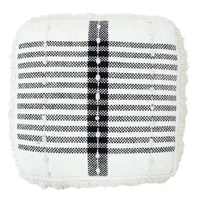 HomeRoots 18 White 100% Cotton Ottoman