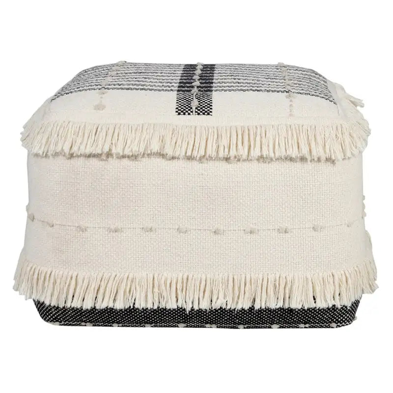 HomeRoots 18 White 100% Cotton Ottoman