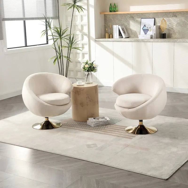 HOMEFUN Velvet 360 Degree Swivel Cuddle Barrel Accent Chairsset of 2