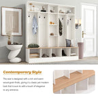 Porte-manteau de hall Merax large avec banc de rangement