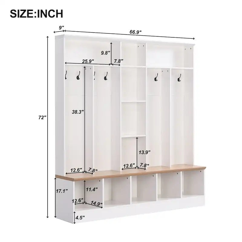 Porte-manteau de hall Merax large avec banc de rangement