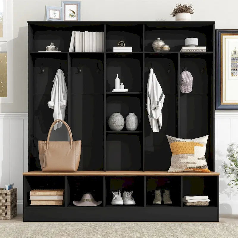 Porte-manteau de hall Merax large avec banc de rangement