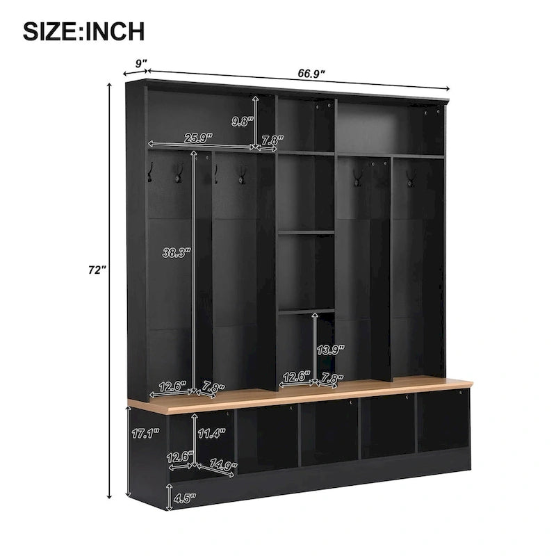 Porte-manteau de hall Merax large avec banc de rangement
