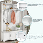 Modern Style Hall Tree with Storage Cabinet and 2 Large Drawers,Widen Mudroom Bench with 5 Coat Hooks