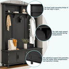 Modern Style Hall Tree with Storage Cabinet and 2 Large Drawers,Widen Mudroom Bench with 5 Coat Hooks