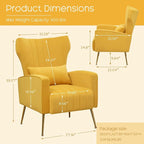 HOMYKA Accent Chair Upholstered Velvet Wingback Armchair with Pillows