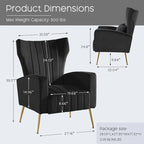 HOMYKA Accent Chair Upholstered Velvet Wingback Armchair with Pillows